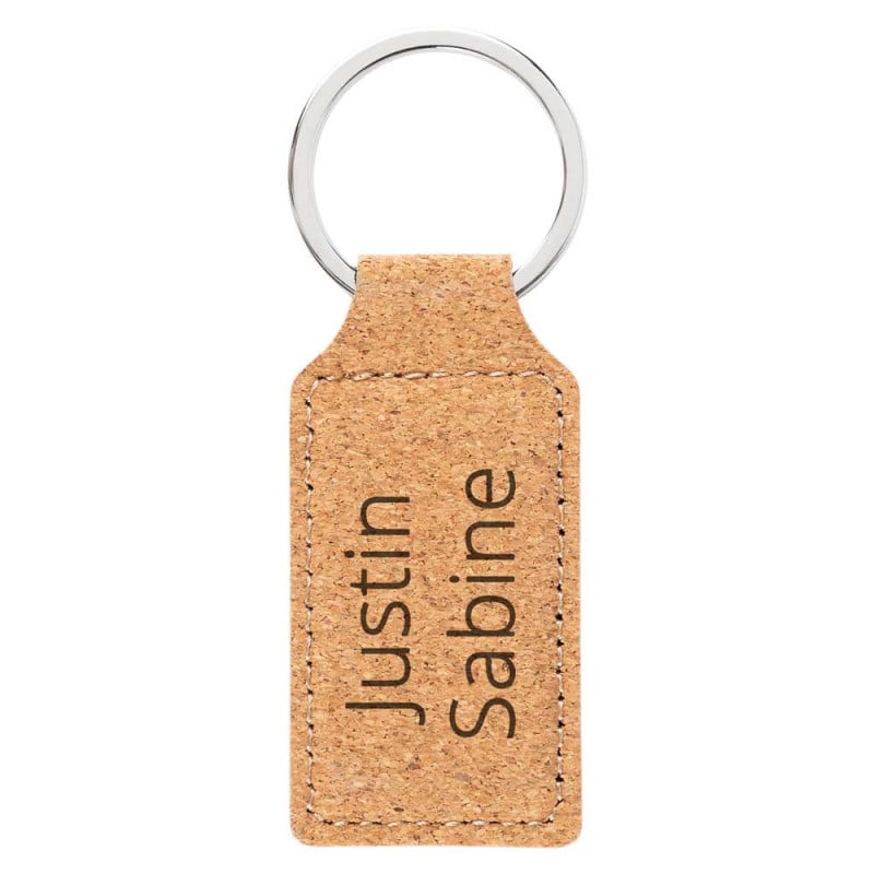 Porte clef liège rectangle gravé