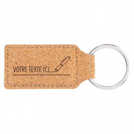 Porte clef liège rectangle avec texte à graver
