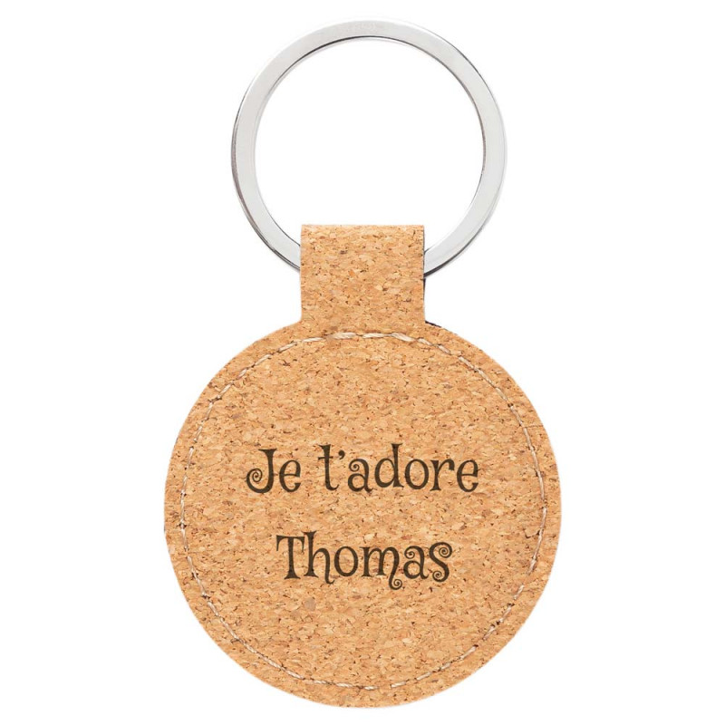 Porte clef liège format rond gravé