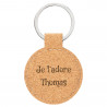Porte clef liège format rond gravé