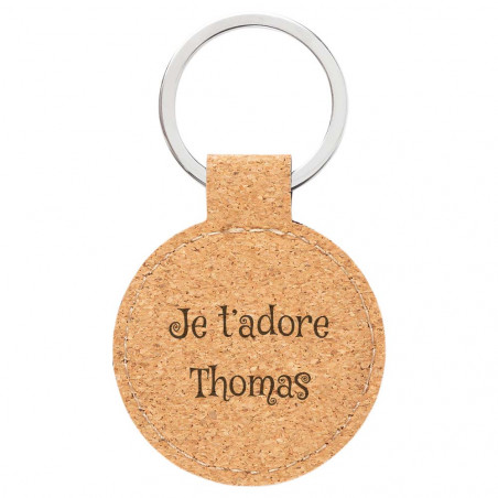 Porte clef en liège rond personnalisable