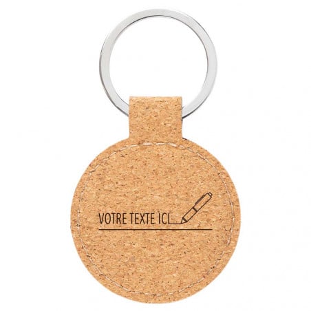 Porte clef liège format rond à personnaliser