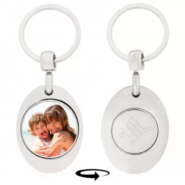 Porte clef jeton caddie avec photo à imprimer