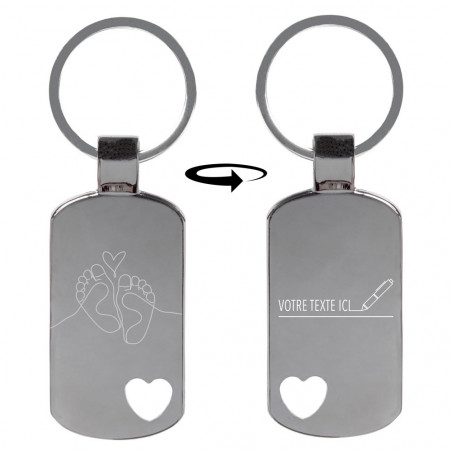 Porte clef naissance gravure texte