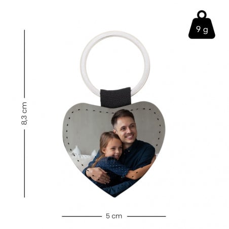 Porte clé cuir cœur unique avec photos