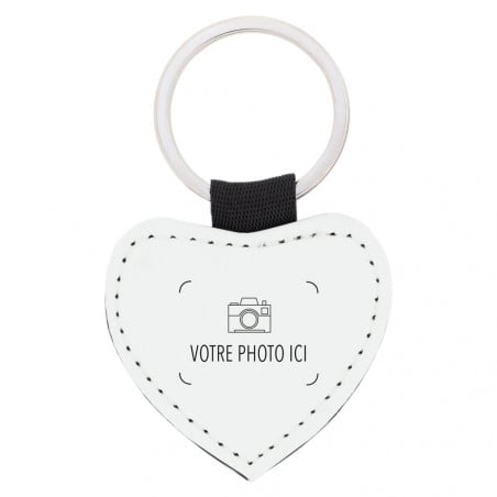 Porte clé cuir cœur unique avec photo