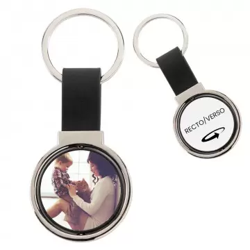 Porte clef tournant rond avec 2 photos à imprimer
