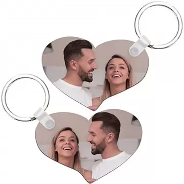 Lot de 2 porte clés en forme de cœur personnalisable photo