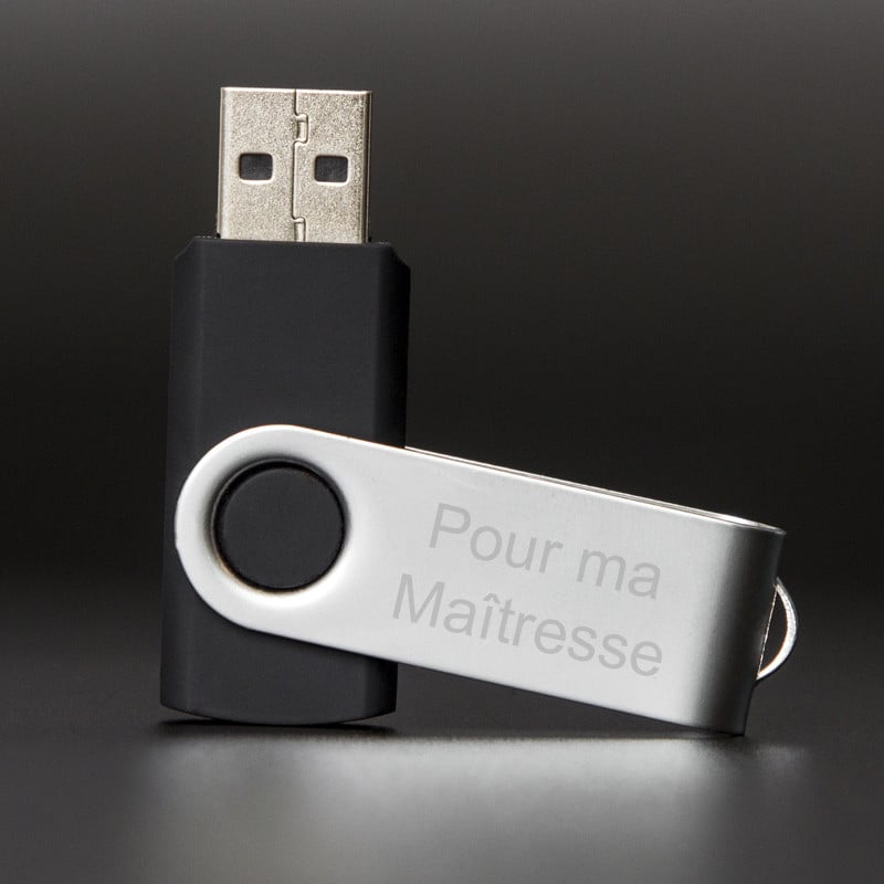 Clé USB noir twister gravé avec texte