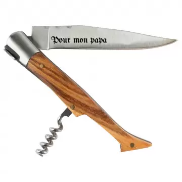 Couteau poche en bois à personnaliser | Couteau pliable gravé texte
