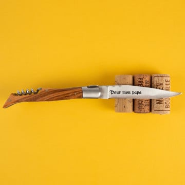 Couteau frêne personnalisation texte