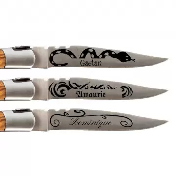 Couteau frêne de poche personnalisé | Gravure design Tatouage