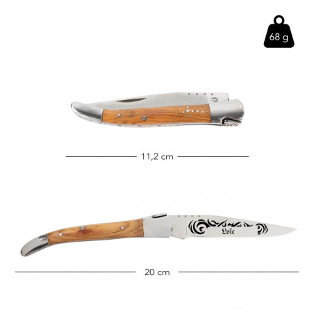 Dimension du couteau de poche design tatouage