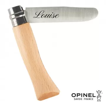 Couteau Opinel 7 enfant personnalisé | Gravure texte & Bout rond