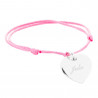 Médaillon coeur plaqué argent gravé avec bracelet cordon rose
