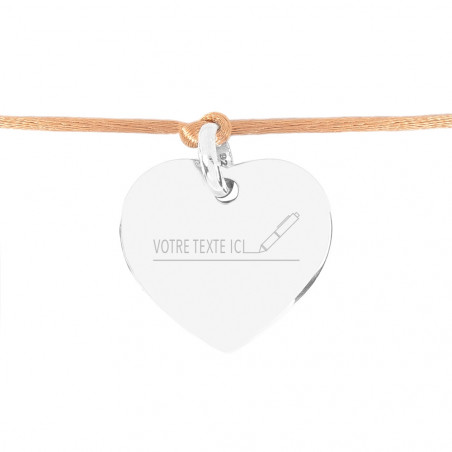 Bracelet cœur argent cordon beige