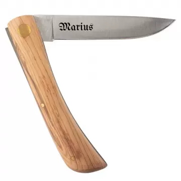 Couteau avec manche bois personnalisé gravé | Gravure lame unique