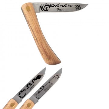 Couteau en bois tatouage personnalisé | Gravure texte unique