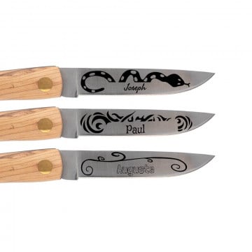 Couteau en bois tatouage personnalisé | Gravure texte unique