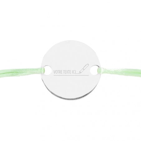 Bracelet cordon noir disque rond gravé