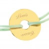 Bracelet cordon vert pastel et gravure personnalisée