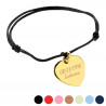 Bracelet cordon  avec cœur en plaqué or personnalisé