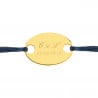 Bracelet ovale plaqué or avec cordon marine gravure texte