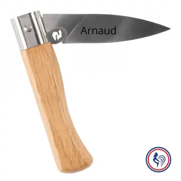 Couteau poche chêne personnalisé | Gravure texte | Made in France