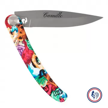 Couteau acier Pop Art personnalisé | Gravure texte