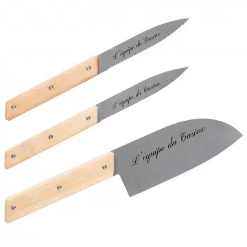 Coffret de cuisine 3 couteaux avec gravure