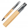 Stylo bille bambou gravé avec tube de rangement assorti