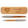Coffret stylos en bois avec gravure texte