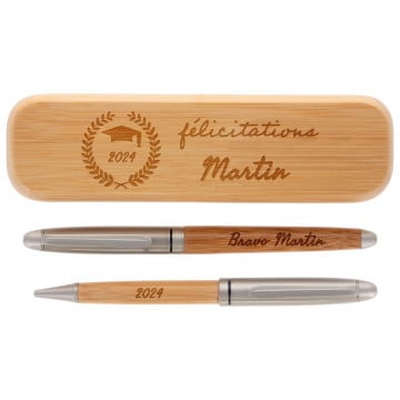 Coffret 2 stylos félicitation personnalisé | Cadeau diplôme ou réussite