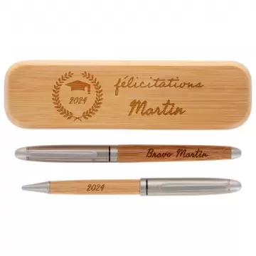 Coffret 2 stylos félicitation personnalisé | Cadeau diplôme ou réussite