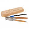 Coffret 2 stylos en bois félicitation avec texte gravé