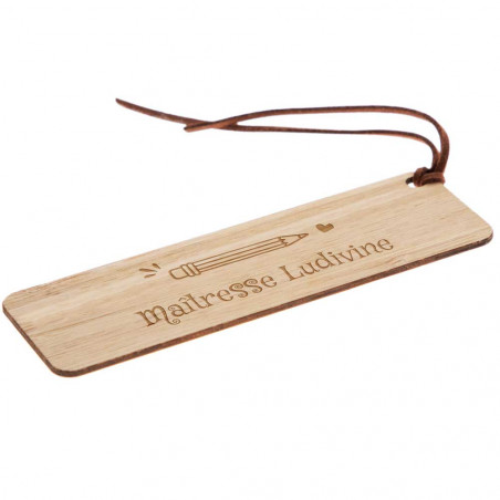 Marque page maitresse bois gravé