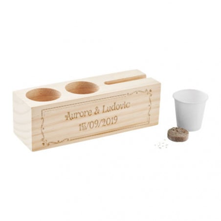 Organiseur de bureau bois arabesque avec gravure