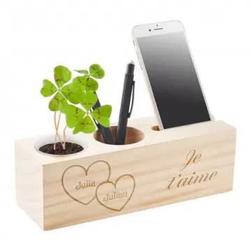 Station bureau avec prénom gravé pour les amoureux | St Valentin