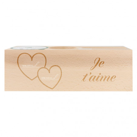Organiseur de bureau en bois avec prénom pour la Saint Valentin