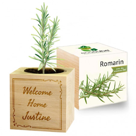 Cube en bois romarin personnalisé arabesque