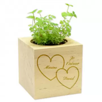 Cube en bois personnalisé de Saint Valentin | Cadeau pour les amoureux
