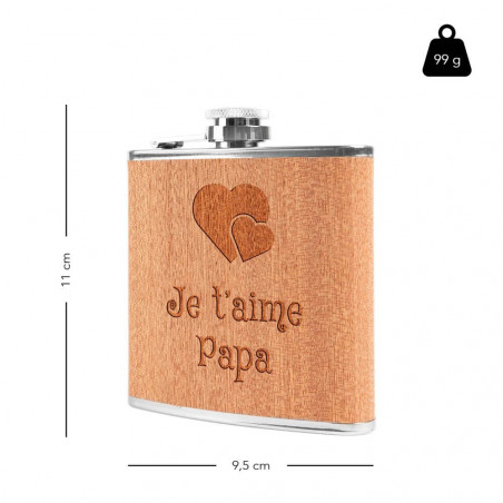 Taille de la flasque en bois gravée