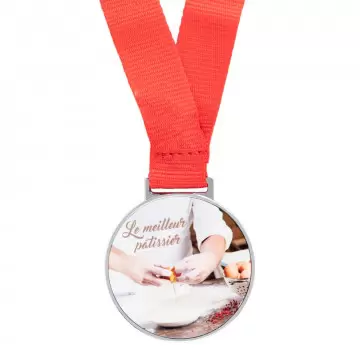 Médaille récompense argentée personnalisée avec photo
