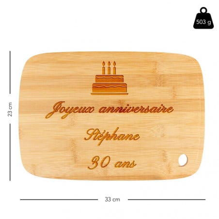 Taille de la planche de cuisine à personnaliser