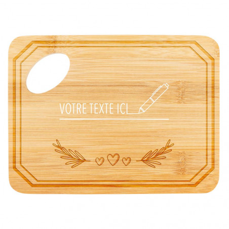 Planche à découper en bois avec bordure et coeur à personnaliser
