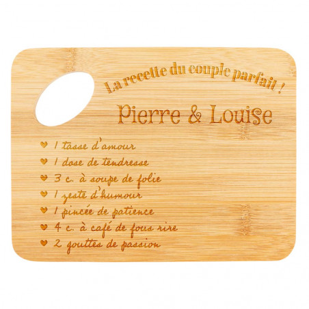 Petite planche à découper recette du couple à personnaliser