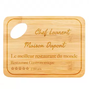 Petite planche à découper en bois avec design restaurant à personnaliser