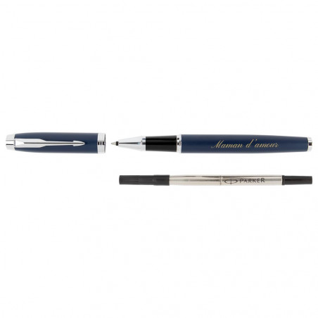 Stylo Roller Parker IM bleu gravure texte