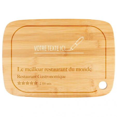 Planche à découper restaurant avec texte gravé