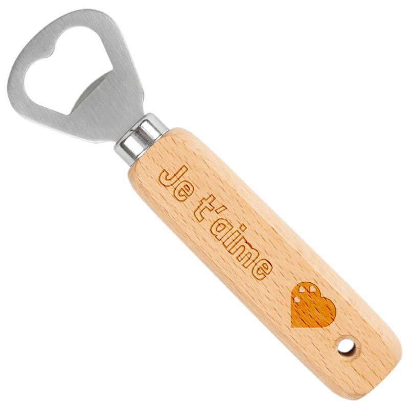 Décapsuleur en bois avec gravure texte